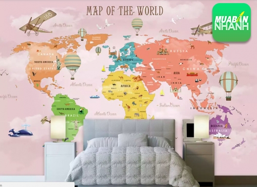Ý tưởng trang trí phòng cho bé bằng decal dán tường bản đồ